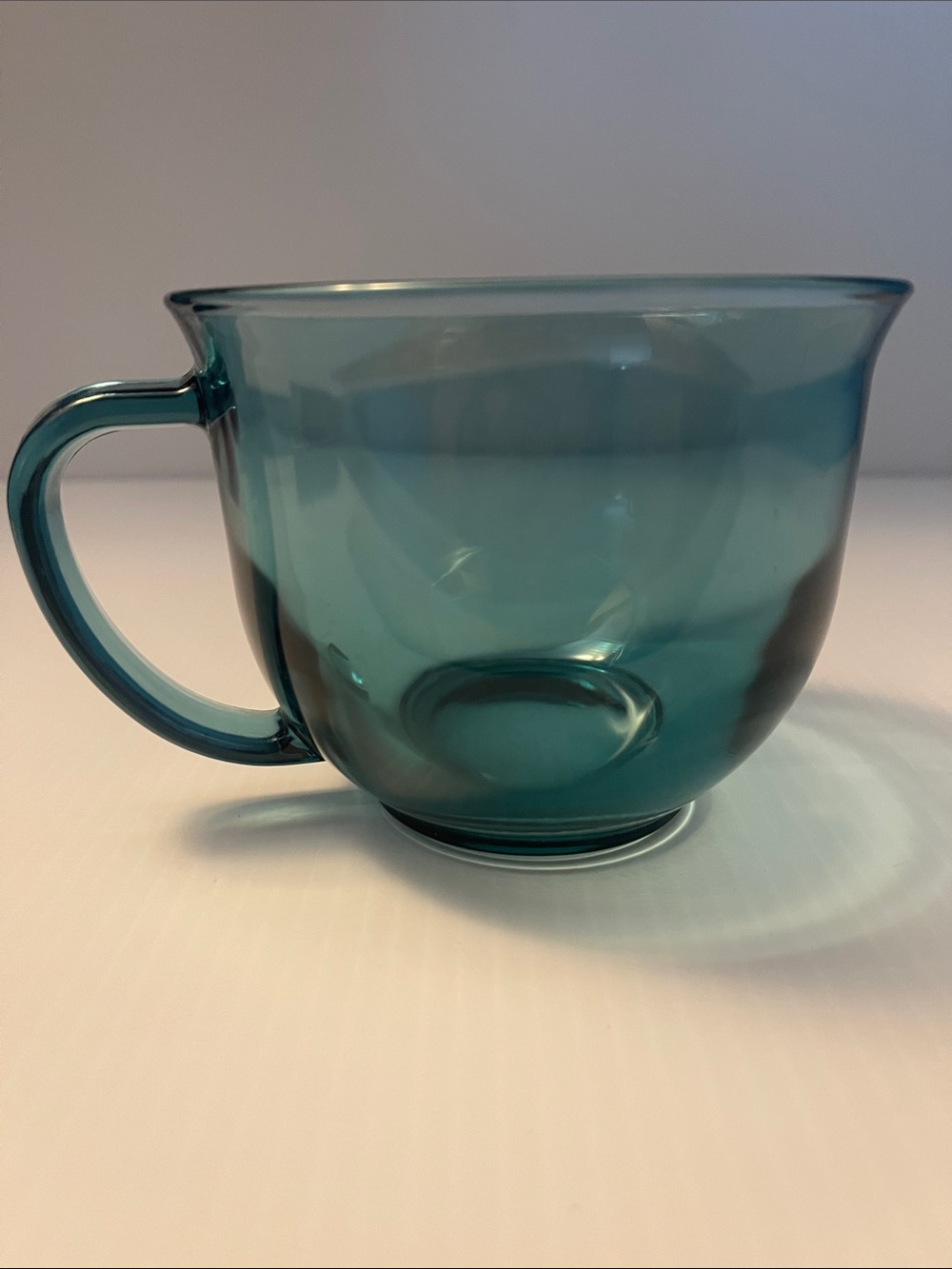 Blue glass coffee cup
